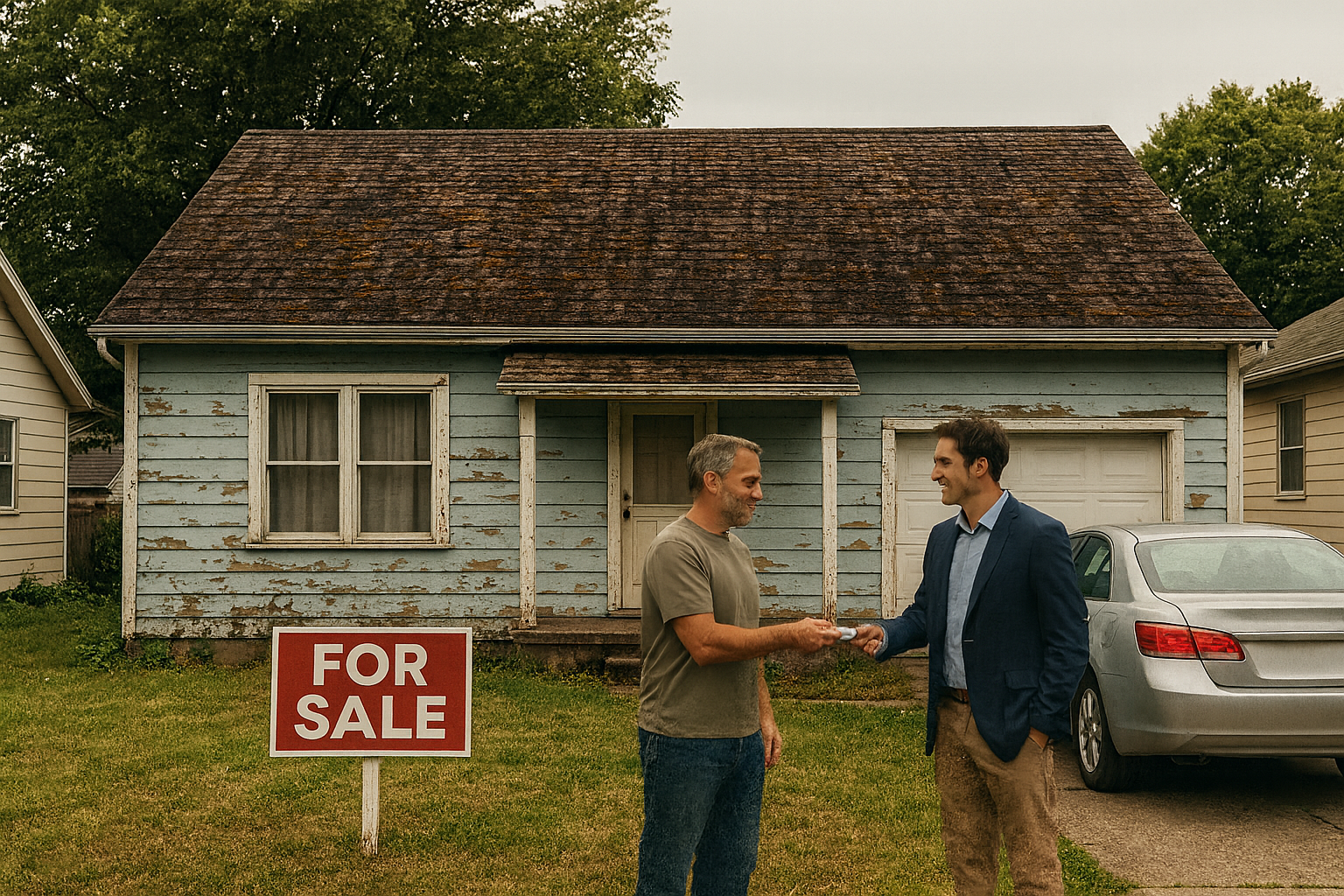 Homeowner selling house as-is to cash buyer outside property